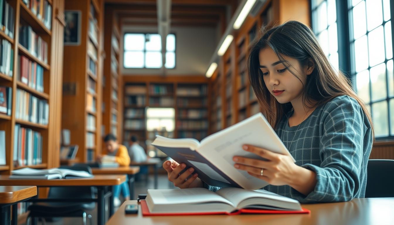 Student using a study guide to organize academic notes